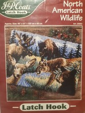 RARE VTG J P Coats Latch Hook Kit NORTH AMERICAN WILDLIFE 40" x 27" 25053 SEALED