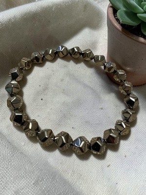 Facettiertes Pyrit Kristall Armband: Schutz, Fülle, Manifestation Energie