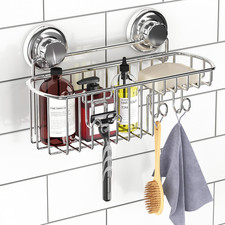 HASKO Suction Cup Shower Caddy Basket for Shampoo, Shower Suction Shelf Organize