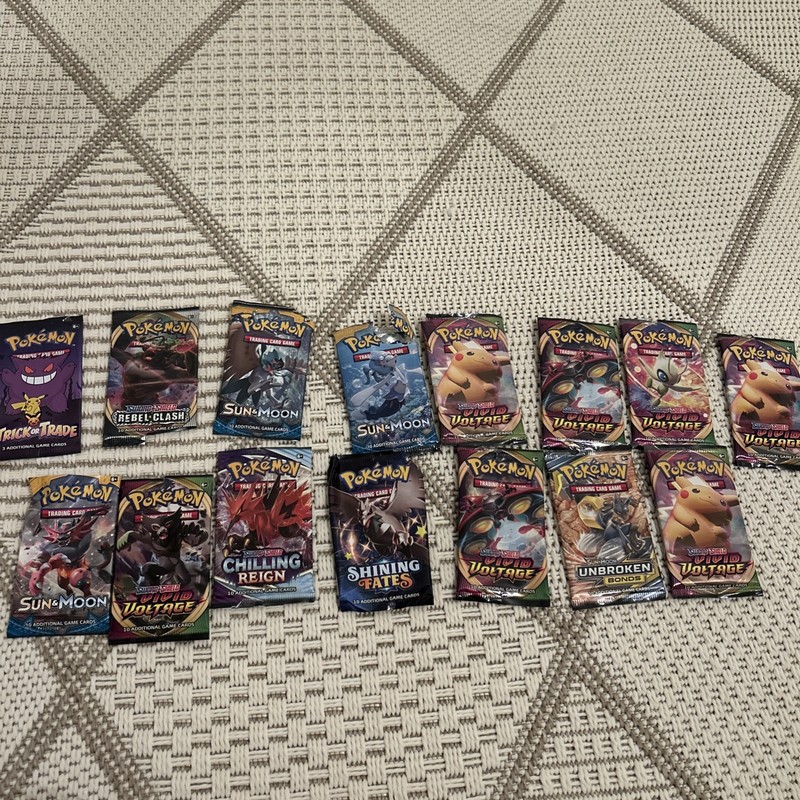 Pokemon EMPTY Booster Packs Lot of 15- Sun & Moon, Unbroken Bonds