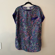 California Dynasty Nightgown Paisley Print Vintage Women s Sleepwear Pocket M
