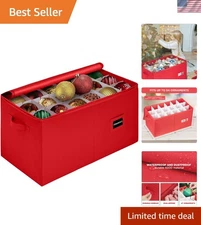 Red Ornament Organizer with Custom Dividers - Safeguard 54 Ornaments