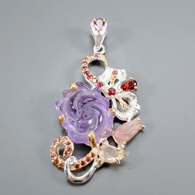 Jewelry Unique 12 ct+ Natural Amethyst Pendant 925 Sterling Silver /NP54028
