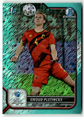 2022 Topps Bowman Chrome Under21 No. 127 Ewoud Pletinckx Aqua Shimmer 79/125