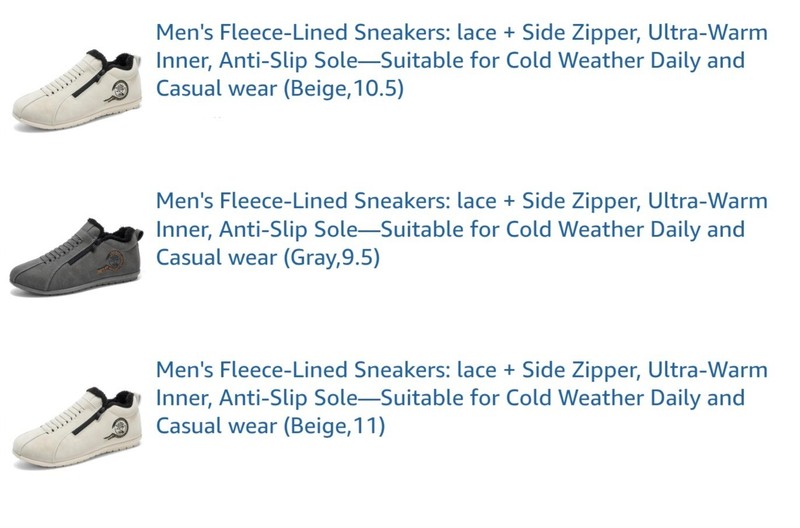 Khwfjas brand - Men's Fleece-Lined Sneakers: lace Side Zipper, beige color