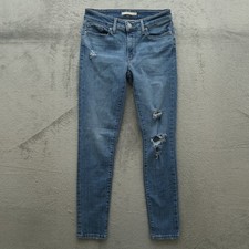 Levi's 711 Jeans Women's Size 27R Mid-Rise Skinny Denim 28" Inseam Distressed