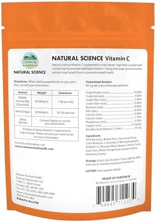 Image showcasing Oxbow Natural Science Vitamin C Supplement, Guinea Pig 4.2oz | eBay