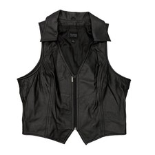 Wilsons Leather Pelle Studio Black Full Zip Vest Womens L