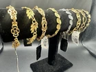 New ListingLot 8 NOS Vintage Gold Silver Tone Bracelets Leaf Heart Link Costume Jewelry