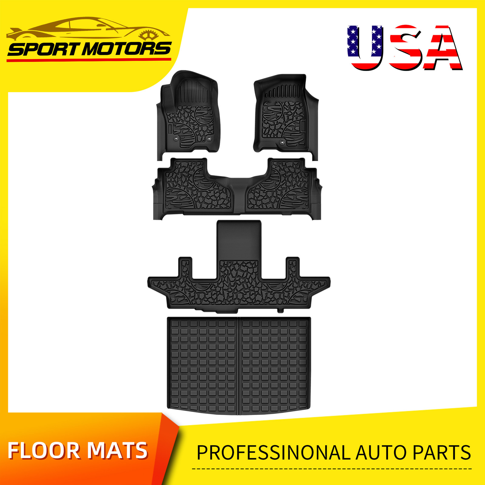 Floor Mats Liner For 2021-2025 Chevrolet Suburban GMC Yukon XL 2nd Row Bucket