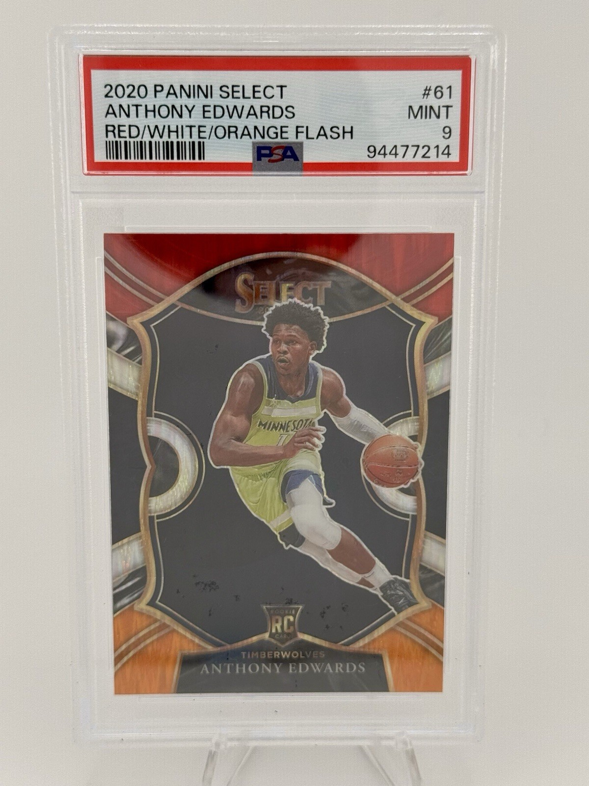 2020-21 Select Concourse Red White Orange Flash Anthony Edwards #61 (RC) PSA 9