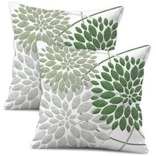 Decorative Throw Pillow Covers Set of 2, 18" x 18" Pack of 2 Green-silver
