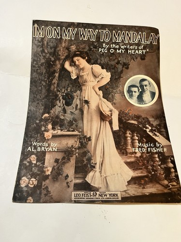 I'm On My Way To Mandalay Large Format Sheet Music-1913 - Afbeelding 1 van 3