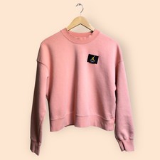Nike Air Jordan Flight Fleece Crewneck Cropped Sweatshirt Peach Pink Women  s S