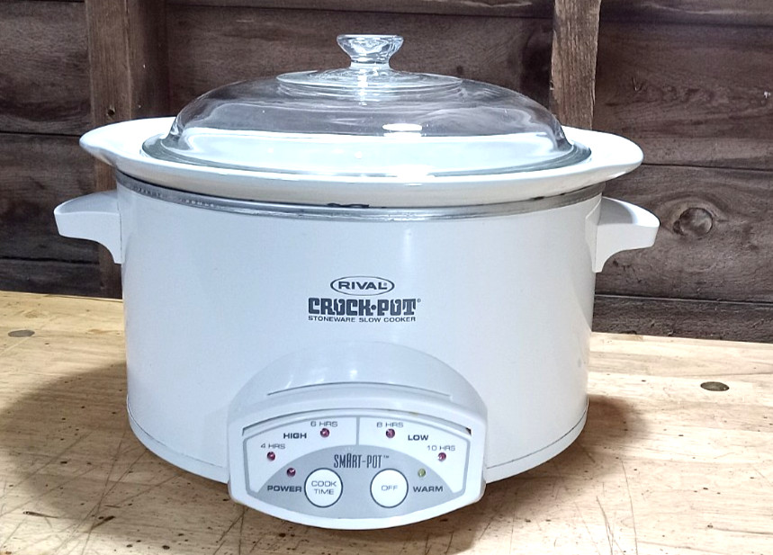 Rival Crock Pot Stoneware Slow Cooker 5 qt Smart Pot White M
