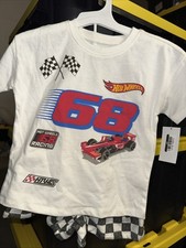 New Hot Wheels Boys 68 Short Sleeve T-shirt And Shorts Outfit 2-piece Set Sz 3t