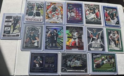 Jalen Hurts Card Lot   Inserts Parallels Patch Eagles MVP QB Mosaic Optic Selec