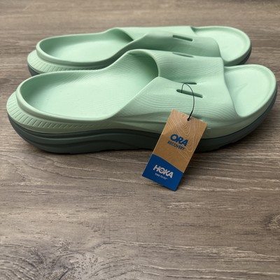 Hoka One One Ora Recovery Slide Mist Green Trellis Flip Flop Comfort Sandals HOKA Ora Recovery Slides 3 Sandals Comfort Mist Green Men main image 3