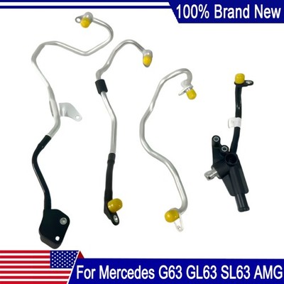 For Mercedes G63 GL63 GLE63 GLS63 SL63 AMG Set of 4 Turbocharger Coolant Lines