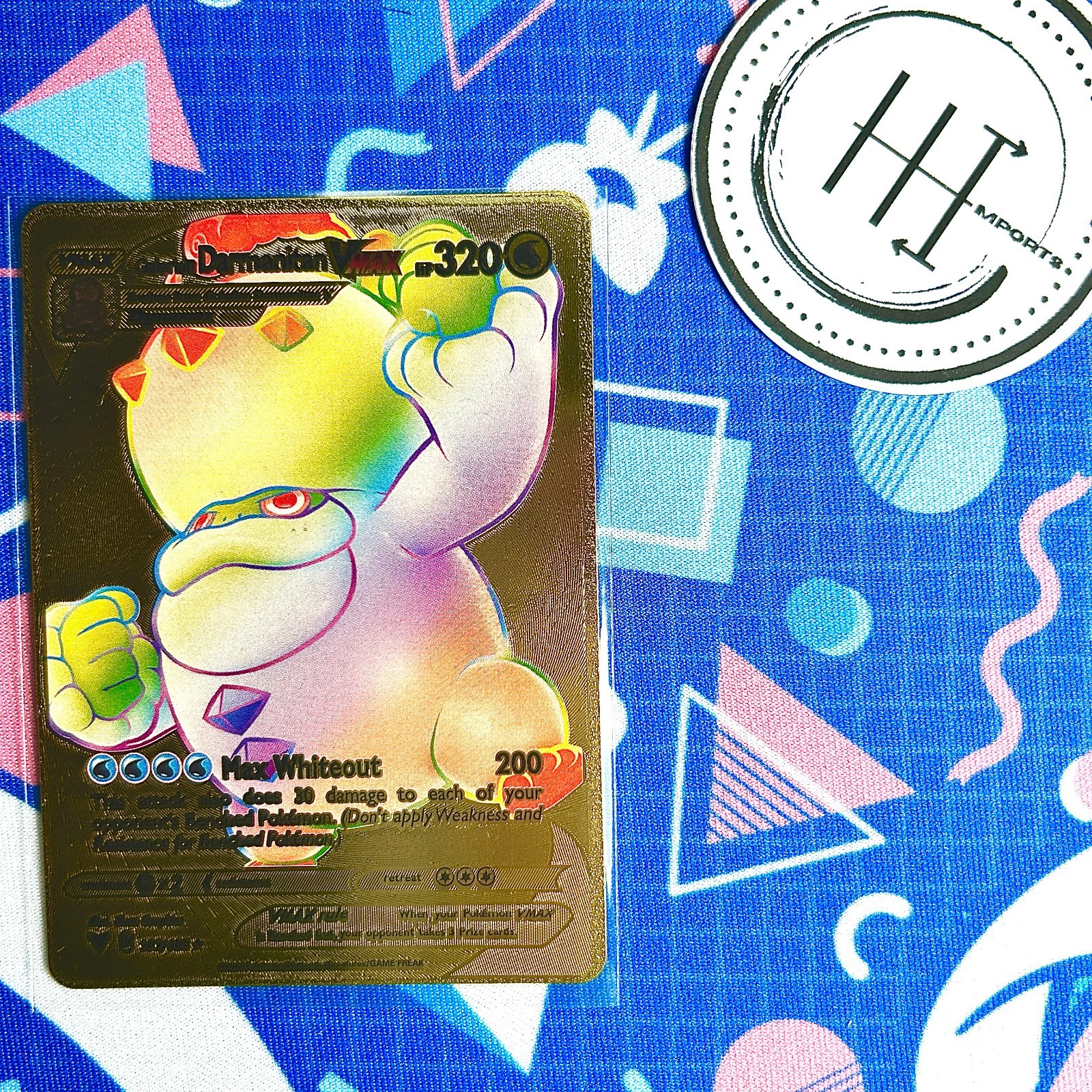 Pokémon Galarian Darmanitan VMax Gold Foil Holo Textured Fan Art Card 
