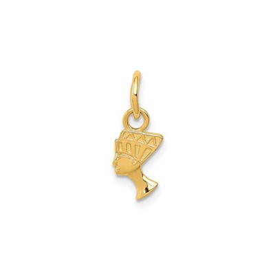 14k Gelbgold Massiv Nofretete Anhänger Charm Ägyptische Königin 15mm
