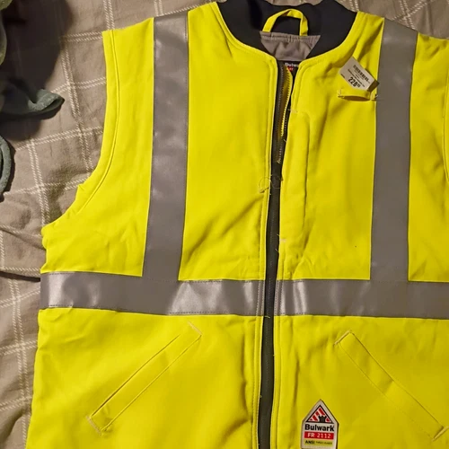 Bulwark FR 2112 FR Hi-Vis Yellow/Silver Reflective Safety Vest XXL-LN VMS4HV - product listing photo