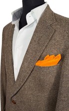 VTG AUSTIN REED HERRINGBONE TWEED HALF LINED SPORT COAT SZ 42 LEATHER BUTTO     