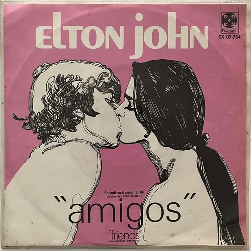 AMIGOS - SOUNDTRACK BY ELTON JOHN - MEXICAN 7" EP PS STAINED COVER