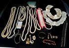 Vtg Costume Jewelry-Bracelets-Pins-Pearls-Sterling-Marcasite-Collars-Earrings