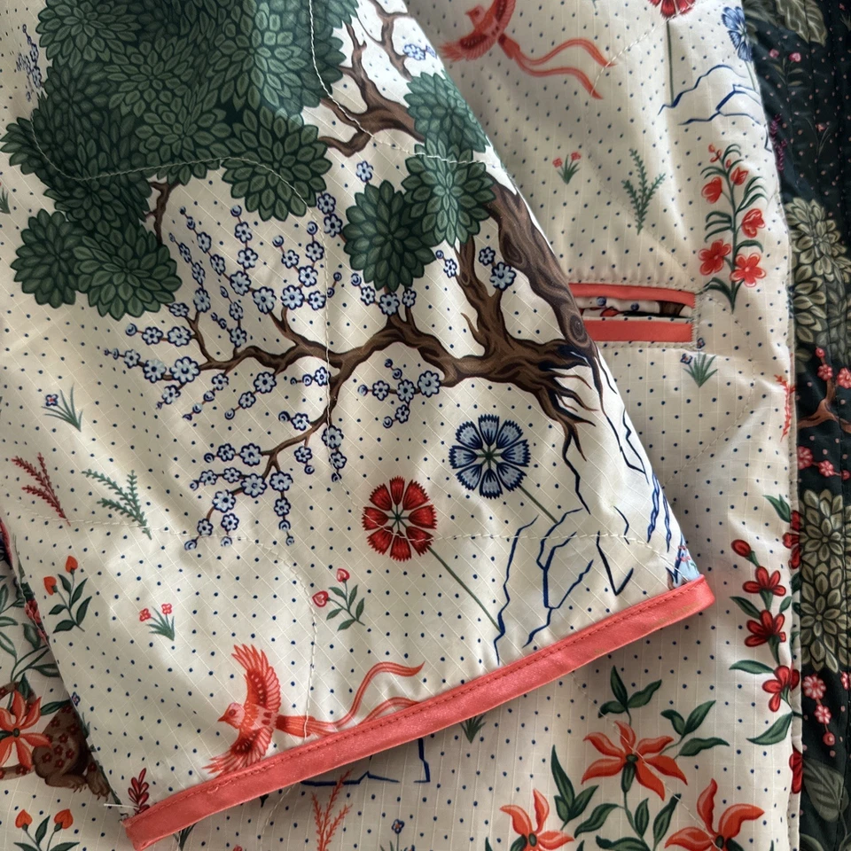Abrigo PUMA × LIBERTY Kimono Floral Acolchado Verde Crema S Japón Tigre Foto 2 de 4