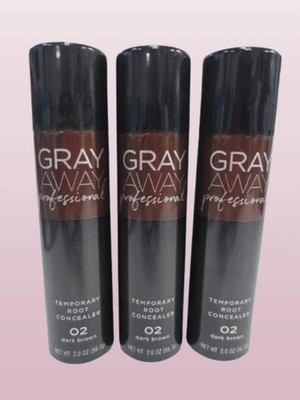 EVERPRO GRAY AWAY PROFESSIONAL TEMPORARY ROOT CONCEALER 02 DARK BROWN 2 OZ 3PCS