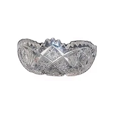 Elegant Antique Period Cut Glass Center Table Bowl 6.5" Saw Tooth Edges