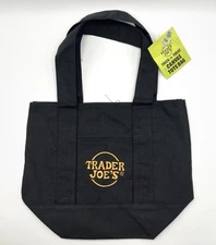 MINI Limited Trader Joe's Halloween Canvas Tote Bag BLACK Orange Lettering