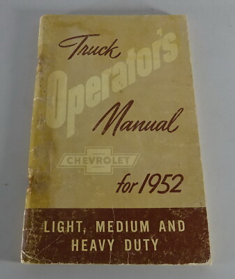 Owner´s Manual / Handbook Chevrolet Pick Up Truck Advance Design Stand 1952