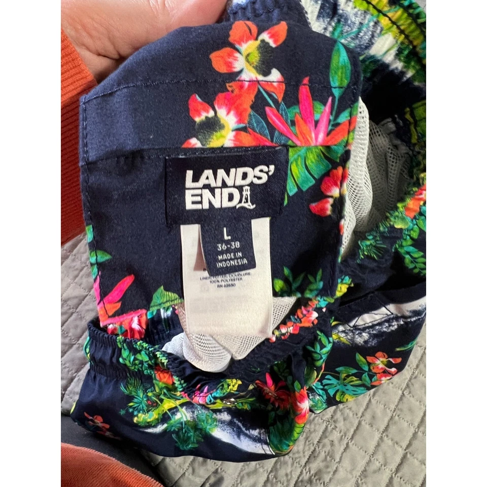 Lands End Swim Trunks Large Hawaiian Lined Pockets Vacation Summer Tropical - Image 4 of 4