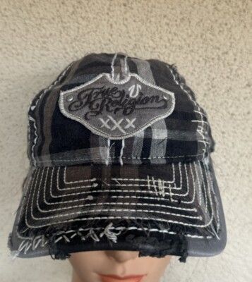 Vintage True Religion Rare Distressed Baseball Cap Hat Vintage TRUE RELIGION Hat Distressed Blue Plaid Buddha  main image 3