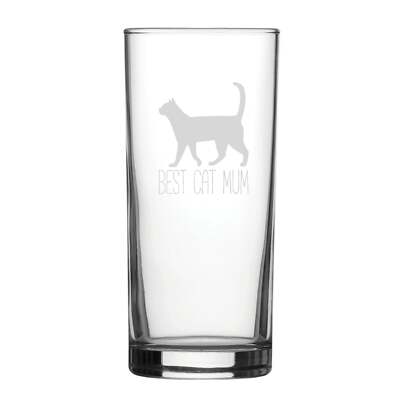 Beste Katzenmama graviert Hiball Glas Neuheit Becher Glas Geschenk für Katzenliebhaber