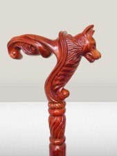 Handcrafted Dog Head Handle Victorian Handmade Wooden Walking Stick Cane