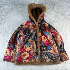 Unbranded Girls M 10-12  Multicolor Flower / Brown Sherpa Lined Jacket RARE 