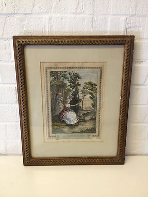 Antique Gaetano Testolini Engraving Le Plaisir De La Peche Pleasure of Fishing