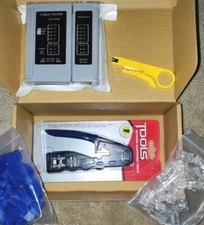 RJ45 Crimp Tool Kit Ethernet Pass through Crimper Network Cat5 Cat6 Cat7 Crimp