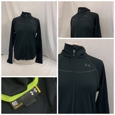 Under Armour Track Jacket Womens M Black Full Zip 100 Polyester YGI X1-296