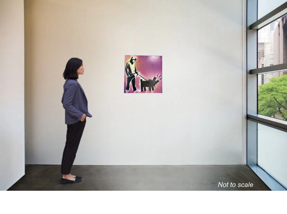 Keith Haring Banksy 涂鸦艺术流行艺术狗步行者原创绘画 (2015) — 第 2/4 张图片