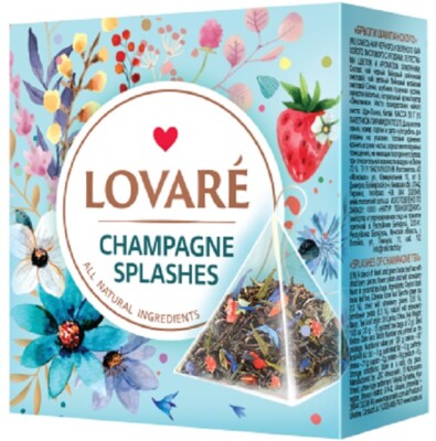 Lovare Schwarz- und Grüntee, Champagner Spritzer Teebeutel (15x2g Pyramiden)