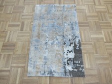 2 x 3'3 Hand Knotted Brown & Gray Modern Abstract Oriental Rug G8244