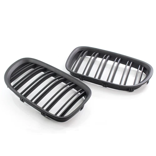 For BMW F01 F02 2009-2015 2Pcs Gloss/Matte Black Dual Slat Front Bumper Grilles - Picture 14 of 17