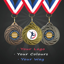 Football Medals Personalised with Ribbon + Engraving + Your Logo