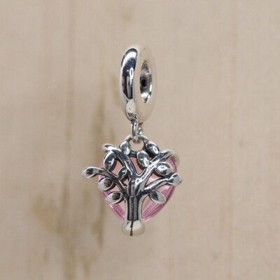 100 PANDORA 792654C01 Pink Family Tree & Heart Dangle Charm WITH
