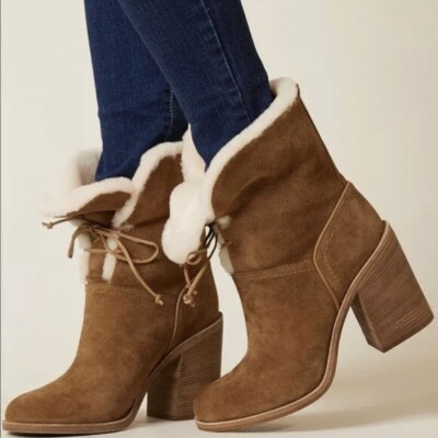 Ugg Womens Jerene Brown Suede Mid-Calf Boots Shoes 10 RETAIL $250