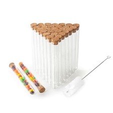 30pcs 20ml Glass Test Tubes 15 x 150mm with Cork Stoppers and Brush for Scien...